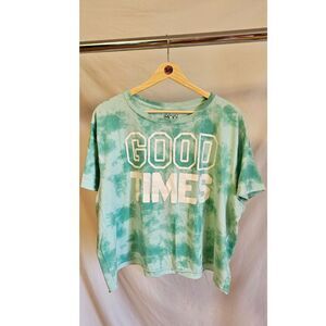 Modern Lux Good Times Crop Top Tie Dye Green Women's Size 3X
